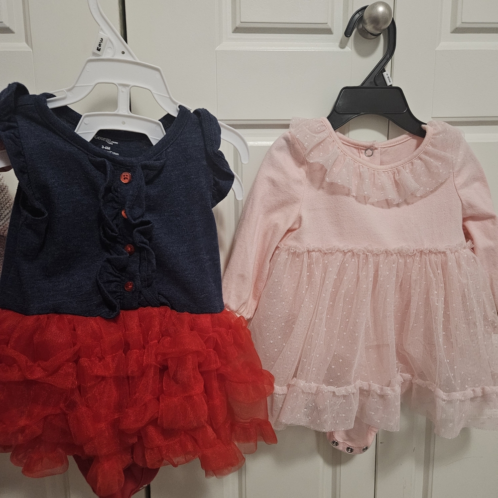 George Kids Dresses - Navy Blue and Red, Pink
